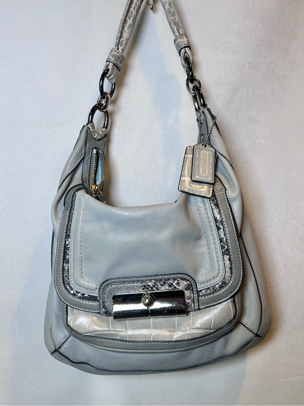 Coach Kristin Spectator Leather Hobo Bag in Dove Gray Y2K, C1120-16803
